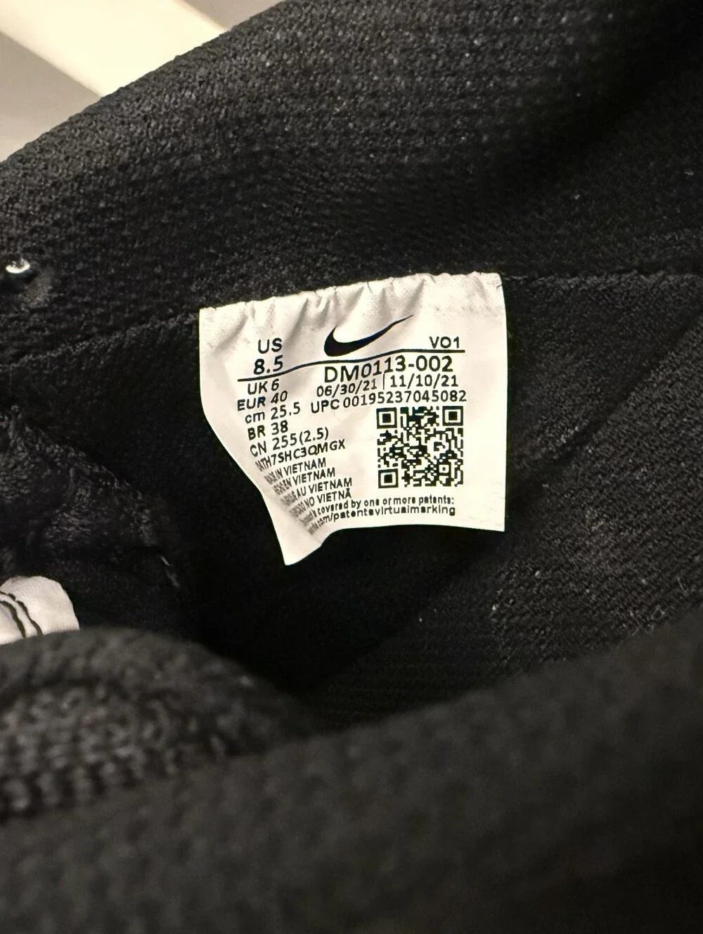 Nike Court Vision LTR Black And White Sneakers 8.5